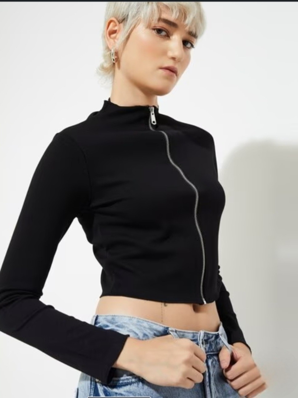 Zara Crop Top Double Zipper